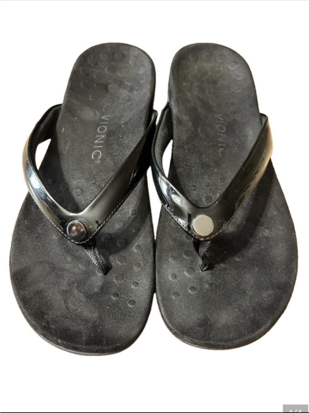 Vionic Davina Women's Black Flip Flops with orthopedic soles size 9.5